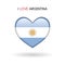 Love Argentina symbol. Flag heart glossy icon