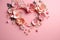 love background heart valentine day pink wedding rose card mother flower. Generative AI.