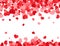 Love background. Valentines day texture with red hearts. Colorful confetti. Vector illustration