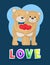 Love Bears Hugging Poster Vector Illustration