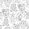Love bears seamless pattern in contour style. Cute background for Valentine`s Day or wedding. Endless texture for wallpaper, web