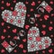 Love beautiful inscription and red and silver heart of shining crystals, congratulations on Valentine\'s Day.