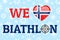 We love biathlon vector poster. Norway national flag. Heart symbol in traditional Norwegian colors. Good idea for clothes prints,