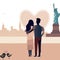 Love birds New York couple valentine vector design illustration