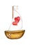 Love boat with two hearts on a sail. Valentine`s Day