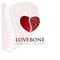 Love bone logo, creative heart and negative space backbone vector