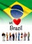 We love Brazil, A group of people pose next to the Brazilian flag