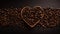 Love is Brewing: Heart Shaped Roasted Coffee Beans Background with Copy Space
