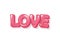 Love. Bright pink glossy letters. For Valentines day or scrapbook design.