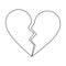 Love broken heart symbol black and white