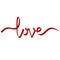 Love brush calligraphy banner for Valetine`s Day greeting card design on white, stock vector illustration