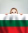 Love Bulgary concept. Happy woman showing Bulgarian flag