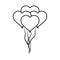 Love bunch balloons shaped hearts decoration romantic passion linear style icon