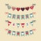 Love buntings and festive garlands decoration set
