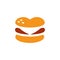 Love burger cafe logo design, fast food emblem, burger shop icon - Vector