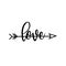 Love calligraphy text with arrow.