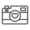 Love camera line icon, valentines day and romantic