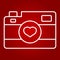 Love camera line icon, valentines day and romantic