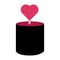 Love candle decorated heart on top icon vector