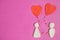 Love cartoon doll theme with hearts on pink background, Love icon, valentine`s day with copy space