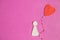 Love cartoon doll theme with hearts on pink background, Love icon, valentine`s day with copy space