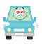 In love cartoon illustration of car blue gasoline city traffic travel road vechicle drive  van auto motor