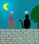 Love Cats & moonlight (vector)