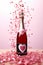 Love and celebration, wine bottle and heart shape generated by AI