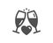 Love champagne icon. Wedding glasses sign. Vector