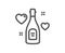 Love champagne line icon. Wedding drink sign. Vector