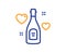 Love champagne line icon. Wedding drink sign. Vector