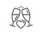 Love champagne line icon. Wedding glasses sign. Vector