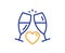 Love champagne line icon. Wedding glasses sign. Vector