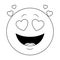 In love chat emoticon in black and white