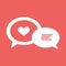 Love chat line icon, heart in speech bubble, vector graphics.