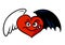 Love cheating Red heart black angel wings character cartoon