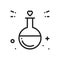 Love chemistry line icon. Test tube love fluid reaction laboratory bottle science romantic love theme. Heart shape