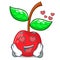 In love cherry fruit in a cartoon bowl