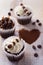 Love chocolate cupcake concept with various cream and decorations