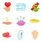 Love choice icons set, cartoon style