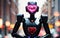 Love in the Circuitry A Futuristic Valentine\\\'s Day with AI Robot, Roses, and Hearts