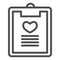 Love clipboard line icon. Romantic report with list and heart shape symbol, outline style pictogram on white background