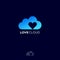 Love Cloud logo. Dating website emblem. Dating chat. Blue hearts and cloud.