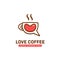 Love coffee talk logo, lovely cute coffee mug cup chat logo icon
