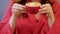 Love coffee woman red drink cappuccino cup delight