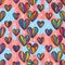 Love colorful drawing vertical cloud pink seamless pattern