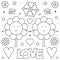 Love. Coloring page. Black and white vector illustration.