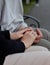 love concept - close up of engaged couple holding hands with ring