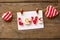 Love cookies on wooden background