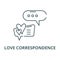 Love correspondence vector line icon, linear concept, outline sign, symbol